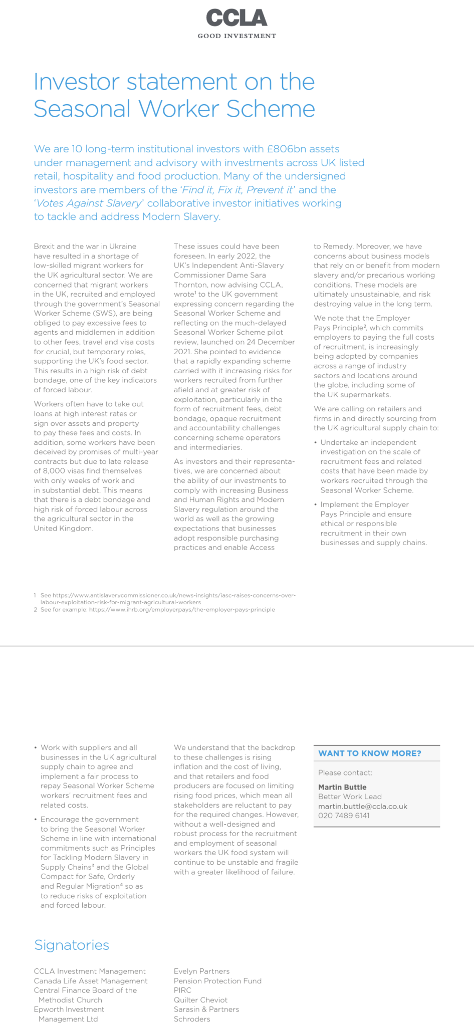 19th Dec 2022 Investor statement on forced labour risks in the UK