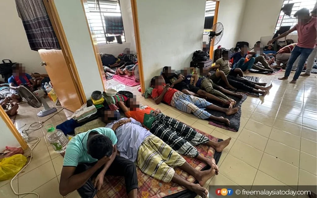 23rd March 2024: Stranded foreign workers (alleged victims of criminal syndicate trafficking Bangladeshi workers for forced labour in Malaysia) nabbed after complaint against employer
